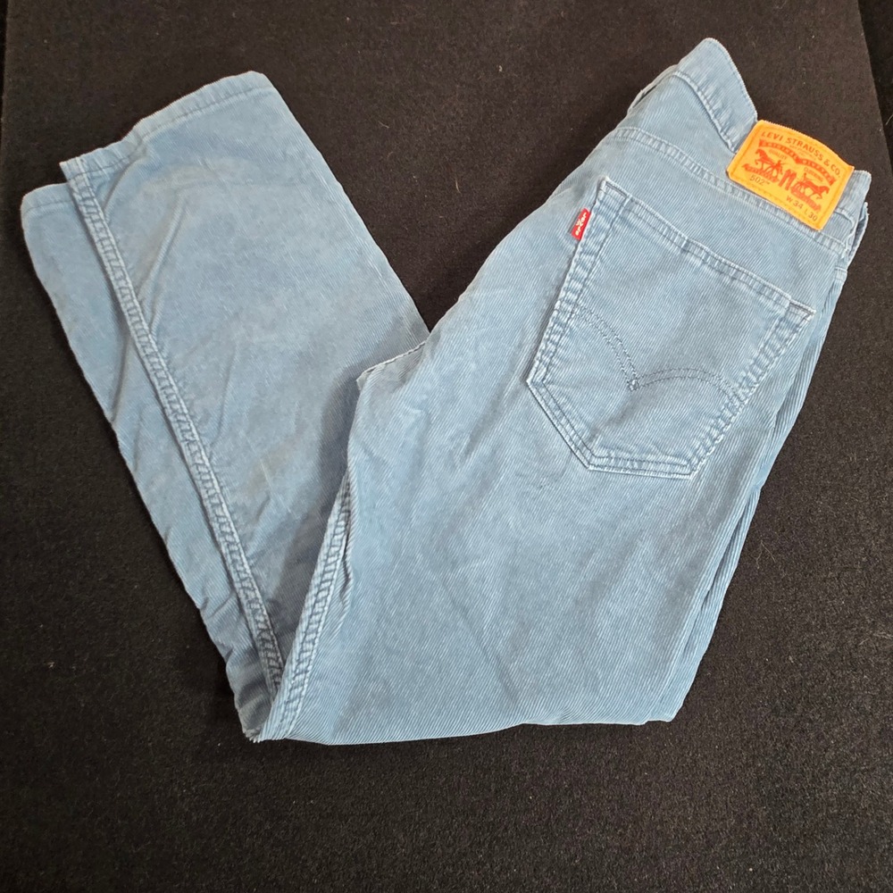 Levis 502 Regular Taper Corduroy Pants Mens 34x30/29 Slate Blue Slate 5 Pocket